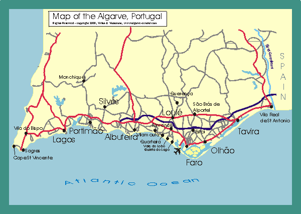 Map of the Algarve